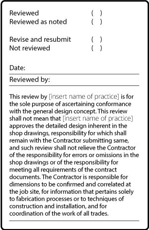 Shop Drawing Submittal Review Stamp Option 3 Shop Drawing