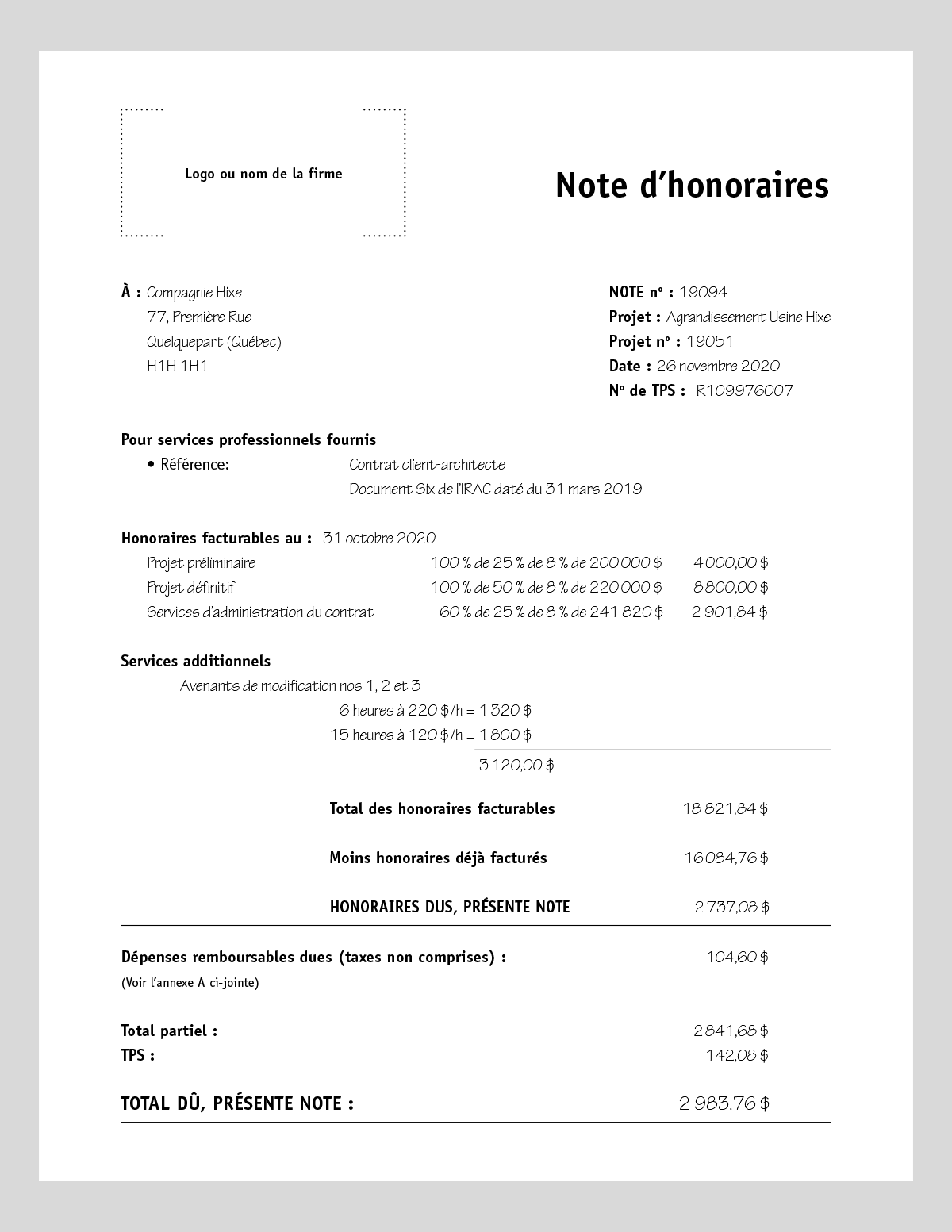 Annexe B – Formulaires Financiers - RAIC