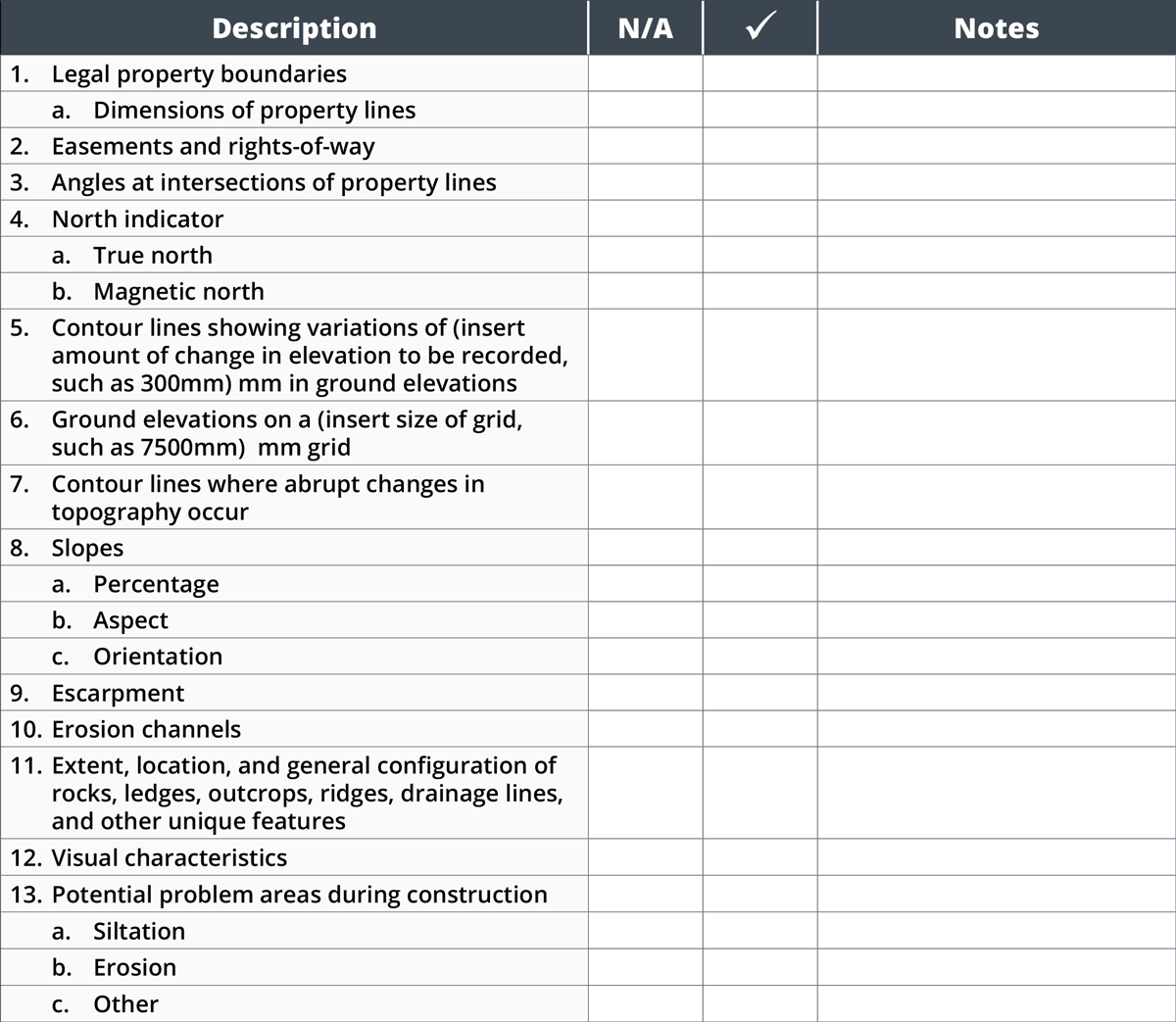 Appendix B – Checklist For Information For Topographical And Legal Land ...